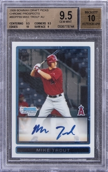 2009 Bowman Chrome Draft Prospects #BDPP89 Mike Trout Signed Rookie Card – BGS GEM MINT 9.5/BGS 10